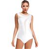 Monduelle Body Ginnastica Artistica Donna Claasica Balletto Ginnastica Artistica Strass Senza Maniche Leotards Tuta Da Danza Costume Bianco M