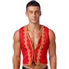 RUNQHUI Gilet da uomo Arabo Principe Costume Orientale Gilet senza maniche Ricamo Vestito, rosso, L