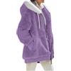 OMZIN Donna Inverno Basic Giacca Calda Plus Size Semplice Cappotto Tinta Unita Allentato Cappotto Con Cappuccio Plus Size Con Tasca Viola Puro M