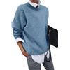 OMZIN Maglione Autunnale con Scollo A V per Donne Lavoro Camicetta Invernale A Manica Lunga 2 in 1 Pullover Blu M