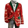 HEONSATI Blazer Natalizi da Uomo Blazer di Natale Rossa Colletto Risvolto Giacca Uomo Natalizio Cappotti Natalizia Natale Bottoni Casual Giacche Natalizie Aperto Sul Fronte per Capodanno, Festivo, Ufficio
