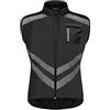 LINGKY Gilet Da Ciclismo Da Uomo, Leggera Traspirante Senza Maniche Cappotto Biciclette Gilet Antivento, Zip Integrale Giacca Da Corsa/MTB Riflettente Leggera (3XL,ML001Nero)