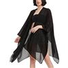 Getitsoon Kimono Cardigan Lungo Chiffon Floreale Costume Da Bagno Coprire Boemia Beachwear Bikini Scialle Top, Nero, tinta unita, Taglia unica más