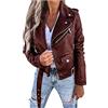 KHIRVWL Giacca Bomber di Pelle Donna Giubbotto Chiodo Ecopelle Giubbino Corto Giacchetta Casual Biker Motociclista Leggera Comoda Giacca Invernale da Moto
