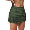 Durio Minigonna da Donna Gonna Cargo Skort Y2K Gonna Estiva Jeans Hüftrock Elastico a Vita Bassa Con Tasche, verde, L