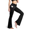 Sahunfri Leggings a Vita Alta con Tasca, Comodi, Elasticizzati, vestibilità Aderente, con Gamba Larga Svasata Leggings da Donna, Nero (IT, Misura del girovita, XL, Regular, Regular, Nero)
