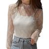 EMOTTOS Crop Tops in Pizzo da Donna, Maglia a Rete Trasparente Y2K Floreale/a Pois con Increspatura a Mezza Altezza, Maglietta per Donna Escono dal Club e Fanno Festa, 2 Stili, Nero/Bianco, M-XL