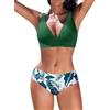 Nadeer Costume da Bagno Donna Scollo a V Triangolo Due Pezzi Push Up Bikini Set Imbottito Reggiseno Sexy Costumi da Mare Spiaggia Beachwear Swimwear