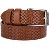 Emila Cintura Uomo in Vera Pelle cuoio con Stampa Intrecciata - 3,5 cm, Artigianale, Casual e Senza Cuciture, per Jeans e Pantaloni Sportivi 115 Vera Pelle Cuoio
