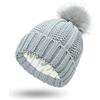 SMTCM Berretto invernale da donna in raso foderato Beanie elasticizzato slouch cable foderato setoso lavorato a maglia berretto di lana berretto a maglia con raso interno berretto invernale da donna