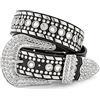 LEACOOLKEY - Cintura con strass per uomini e donne, cintura in pelle western con borchie da cowgirl e cowboy, cintura lucida in vita per jeans, pantaloni, abiti, E-nero, XL