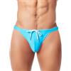 AIEOE Slip da bagno da uomo con scollo alto e coulisse, sexy, a vita bassa, Blu, XL