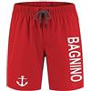 Bulabadoo Pantoloncini Bagnino Ancora Simbolo Salvataggio Costume Rosso Boxer Senza Retina Uomo Costume Balneare Mare Estate Lifeguard Pantaloncino Spiaggia
