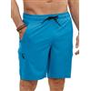YloveM Costume Uomo Mare Slip con Tasca Cerniera Mare con Coulisse Spiaggia Costumi da Bagno Boxer Uomo 2 in 1 con Fodera Asciugatura Rapida Pantaloncini Palestra Uomo Surf Piscina Blu Pavone XL