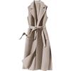 IQYU Giacca da donna per le mezze stagioni, elegante, gilet lungo, invernale, classico, con cintura, giacca invernale calda, senza maniche, caldo cappotto invernale senza maniche, gilet di lana da