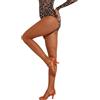 flexdans Collant da Danza a Rete a Vita Alta da Donna, Calze Latine Senza Cuciture per Ballare Samba Tango Brown L/XL