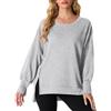 QIXING Felpa oversize da donna maglione girocollo in cotone a maniche lunghe Pullover Top autunno abiti alla moda 2024 orlo asimmetrico alto basso con spacco laterale
