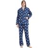 GLOBAL Pigiama Donna Flanella Donna Pigiami Cotone Maniche Lunghe Pigiami Due Pezzi da Donna Camicie da Notte da Donna Pjs Confortevole Sleepwear Caldo Morbido,Coniglio Blu,S
