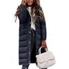 Vancavoo Piumino Lungo Donna Cappotto Invernale Trapuntato con Cappuccio | Giubbotto Caldo Idrorepellente con Zip e Bottoni Automatici, Spacchi Laterali con Zip e Tasche Oblique