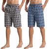 YUSHOW Pantaloncini Pigiama da Uomo Cotone a Quadri Pantaloni Corti Casual da Casa Comodo e Morbido Loungewear Pacco da 2