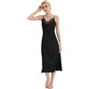 IPUDIS Camicie da Notte In Seta da Donna con Scollo a V In Pizzo Camicie da Notte In Raso con Spalline Regolabili Camicie da Notte Lunghe Sottovesti Intere da Donna Pigiami Abbigliamento da Notte Nero L