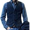 BlissfulAbode Elegante gilet da uomo in velluto a coste senza maniche design vintage per occasioni casual (L blu)