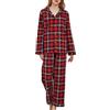 CHUNG - Set di pigiami da donna in cotone spazzolato a maniche lunghe con bottoni, pantaloni in flanella per il sonno, comodi e caldi per l'inverno, taglie forti, Plaid rosso., M
