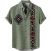 Generico Camicia Uomo Maniche Corte Lino Fantasia Antipiega No Stiro Taglie Forti di Tempo Libero Conformate Estiva Moda Mezza Manica Regular Fit Elasticizzato T Shirt Elegante Con Bottoni