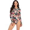 Beachkini Costume da Bagno a Maniche Lunghe con Zip da Donna Costume Intero da Bagno ricreativo Rash Guards