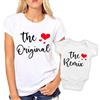 Puzzletee - Coppia Maglietta e Body Festa della Mamma - T-Shirt Donna e Tutina Neonato in Cotone, Leggere e Traspiranti - Stampa Resistente - Idea Regalo Speciale - (Original Remix, Bianco)