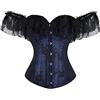 WLFFW Corsetto Gotici Bustino Corpetti Donna Eleganti Pizzo L Royal Blu