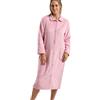 Marlon Vestaglia da donna Sabrina in pile con bottoni in rilievo, morbida e accogliente con tasche, Rosa Swirl, M