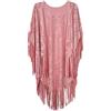 Minetom Donna Poncho Cape Elegante Scialle Cappotto Estivo Leggero Fronte Aperto Wrap Cover Up Mantella Cardigan con Frange Rosa Taglia Unica