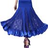 GUOCU Gonna da Ballo Moderna Standard da Donna Gonna Lunga Fluida Pratica in Pizzo Sala da Ballo Maxi Vestito di Danza del Ventre Gonna Lunga Flamenco Professionale Samba Tango ChaCha Blu M