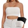 Joyshaper Reggiseno da donna senza cuciture, a fascia, senza spalline, con ferretto, push up, senza spalline, a spalla scoperta, t-shirt crop top, Nero/Bianco, XL