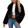 ZhuiKun Giacca Donna in Pelliccia Sintetica Corta Collo a revers Largo Maniche Lunghe Cappotto Invernale Aperta Davanti Cardigan Morbido - Nero, S