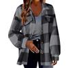 IQYU Camicia da donna a quadri: camicia in corduroy da donna, camicia a quadri, a maniche lunghe, con revers, Button Down, giacca per mezze stagioni, stile Boyfriend, giacca da boscaiolo, in lana, elegante