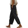 outfit spring Pantaloni Donna Estivi Leggero Cotone-Lino Traspirante 7/8 Pantaloni Lino Donna Elastica con Coulisse e 4 Tasche