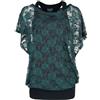 Black Premium by EMP Donna Top Nero con Maglia di Pizzo Verde