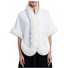 Bauzuoyo Poncho da donna elegante poncho invernale in peluche anteriore aperto mantello caldo sciarpa collo pelliccia sintetica scalda spalla per matrimonio e gala morbido mantello stola, bianco