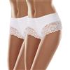 Merry Style Culotte Hipster Eleganti Mutande Donna Cotone morbide Slip Donna Cotone Boxer comode Traspiranti Elasticizzate in Pizzo Intimo Femminile Confortevole MSGAB107