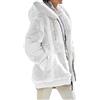 OMZIN Donne Inverno Plus Size Tasca Peluche Semplice Colore Solido Cappotto Allentato Giacca Base Con Cappuccio Bianco Puro XL