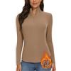 WOWENY Camicia Termica da Donna con Zip a 1/4 Manica Lunga Collo Alto in Pile Colletto alla Coreana Mezza Zip Felpa Pullover Caldo