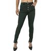 Sexy Woman Pantalone Donna Aderente in Cotone Elasticizzato con Bottini Particolari (cod. H360) (Militare, L)