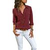 EFOFEI Donne Utile Lavoro Camicia Casual Manica Lunga Camicetta Semplice Camicie Bordeaux M