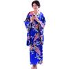 Fulidngzg Kimono Donna Giapponese in Satin 3 Pezzi con Caftano Lungo,Obi e Supporto Posteriore Vestaglia Sposa Estiva Costume Carnevale Geisha Accappatoio Hawaiana Yukata Camera Elegante Copricostume Mare,Navy