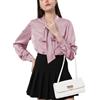 Tapata Camicette per Le Donne Raso Camicie di Seta Bow Tie Collo Button Down Camicetta di Lavoro Maniche Lunghe Dressy Business Tops Elegante, Rosa Scuro, Large
