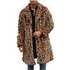 KHIRVWL Cappotto Uomo in Pelliccia Sintetica Invernale Morbido Leopardata Giacca Lunga Cardigan Outwear Caldo Cappotto da Uomo Cappotti e Giacche da Uomo di Elegante Giacca Parka Giubbotto Spessa Caldo
