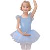HIPPOSEUS Ragazza Vestito da Balletto Tutu Body Danza Bambina Classica Balletto Abito Manica Corta,Y-04WDM-Blu, 2 anni