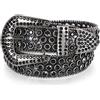 LEACOOLKEY - Cintura con strass per uomini e donne, cintura in pelle western con borchie da cowgirl e cowboy, cintura lucida per jeans, pantaloni, abiti, S